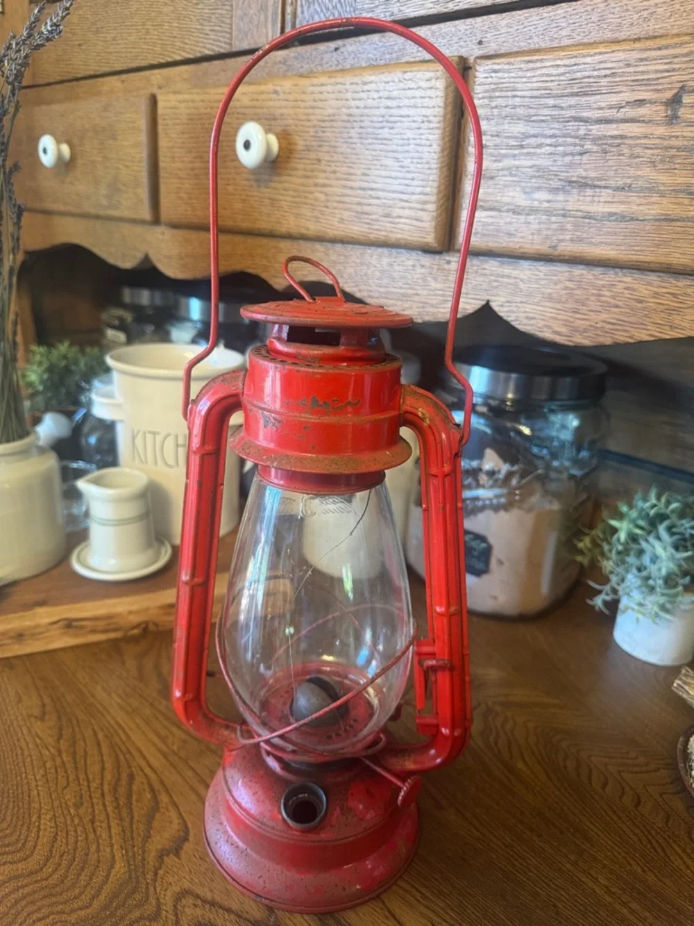 Railroad WingedWheel Made in Japan Red Vintage Lantern for Home Accent upcycle